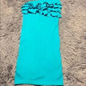 Turquoise Body Con Mini Dress